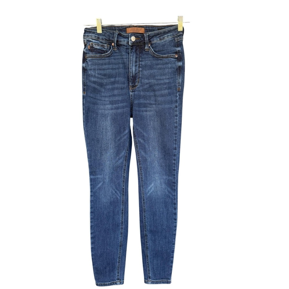 Judy Blue Jeans Juniors 5 Blue Dark Wash Mid Rise Skinny Leg Stretch Denim